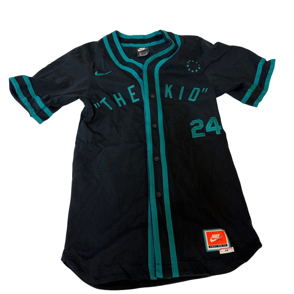 Nike Ken Griffey Jr The Kid 24 Baseball Jersey Black Teal Mens Small 1989-2010
